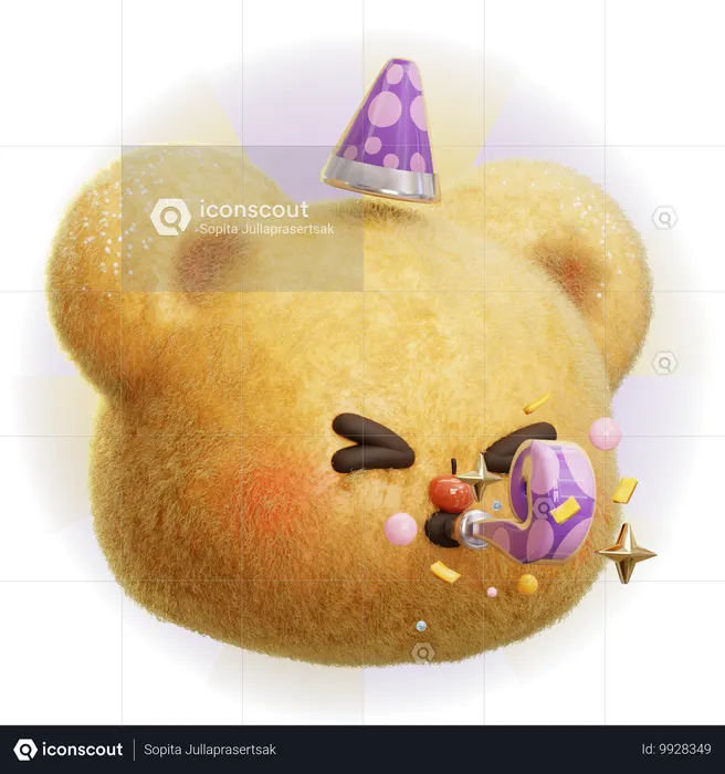 Party Bear Emoji 3D Icon