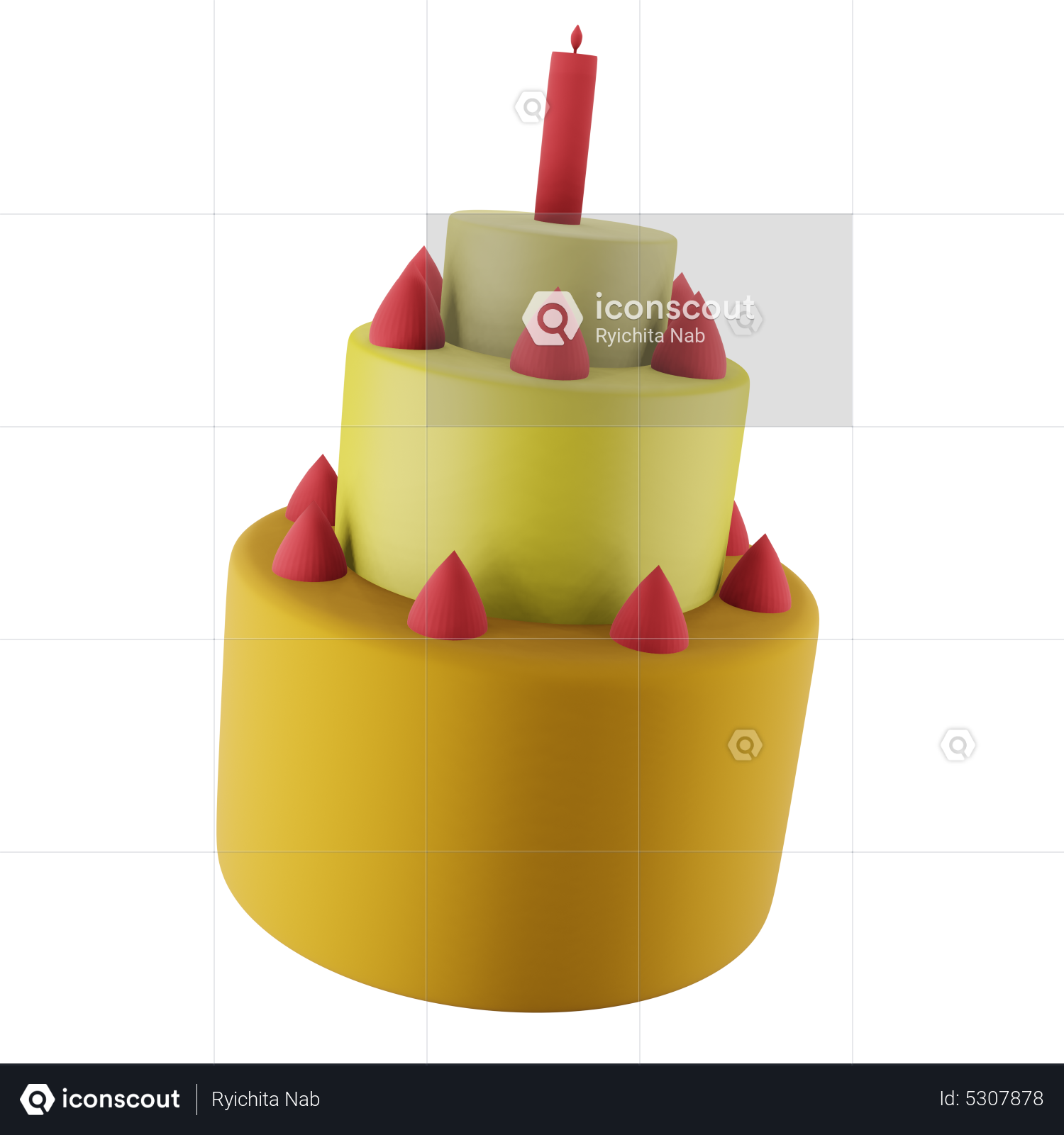 Birthday cake icon. Emoji illustration. Birthday cake with candles , AI  Generative 33858972 PNG