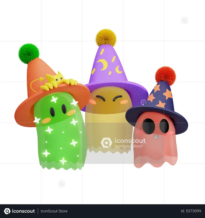 Party Ghosts  3D Illustration