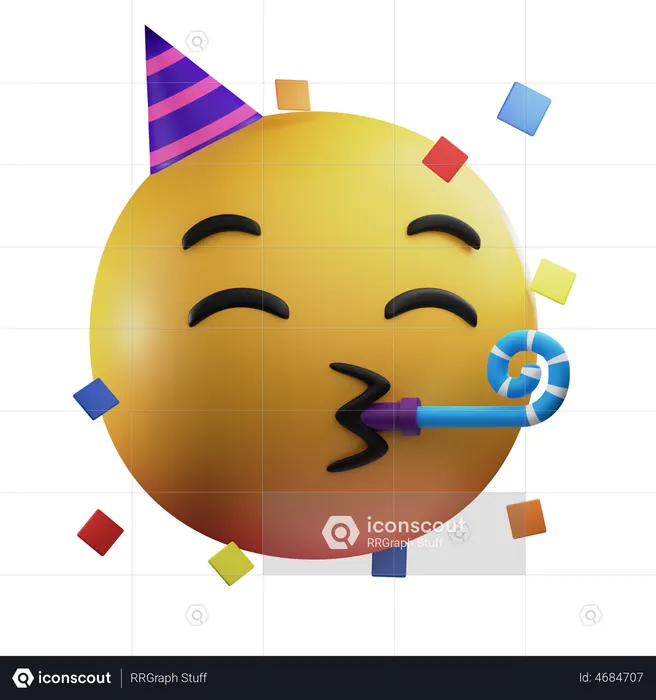 Partying Emoji 3D Illustration