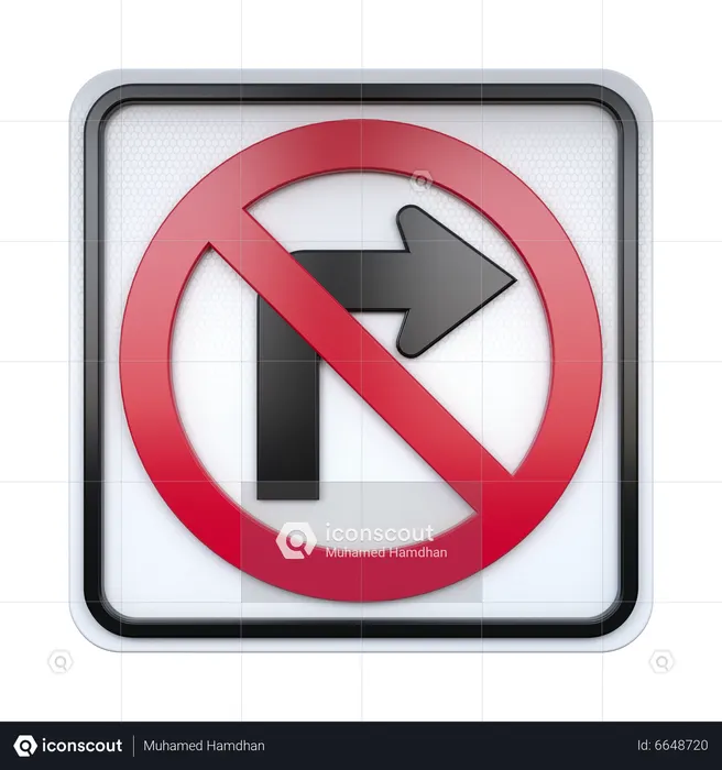 Pas de panneau de virage à droite  3D Icon
