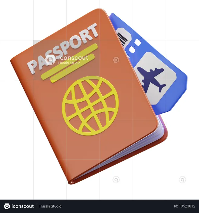 Pasaporte y billete  3D Icon