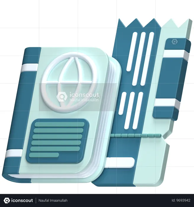 Pasaporte y billetes  3D Icon