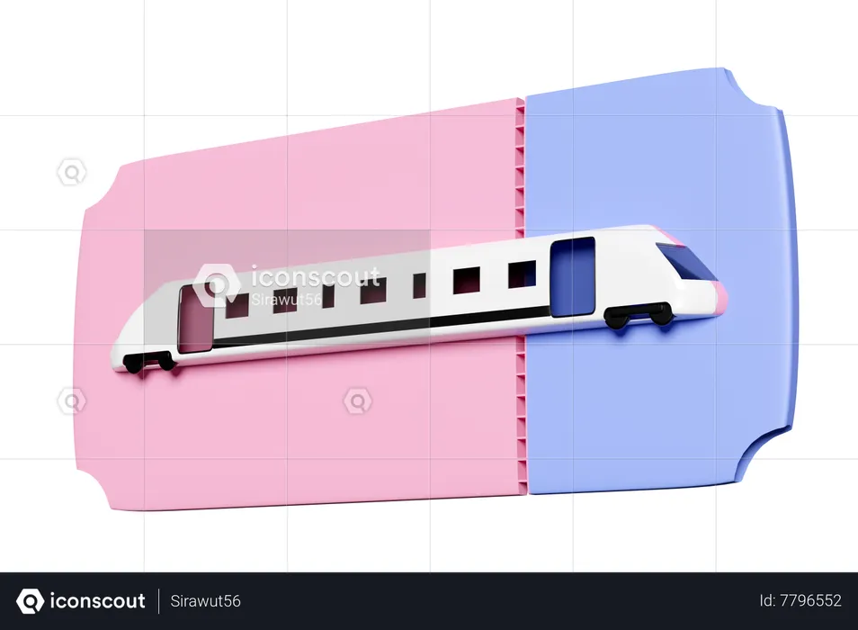 Bilhete de trem  3D Icon