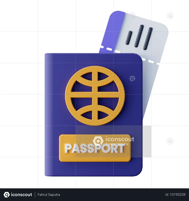 Passaporte com passagem aérea  3D Icon