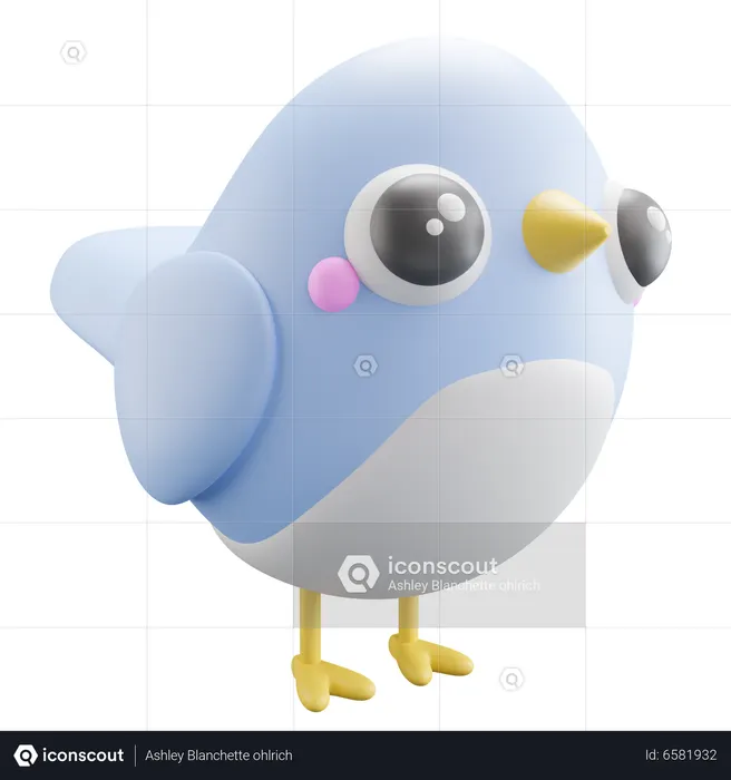 Pássaro Azul  3D Icon