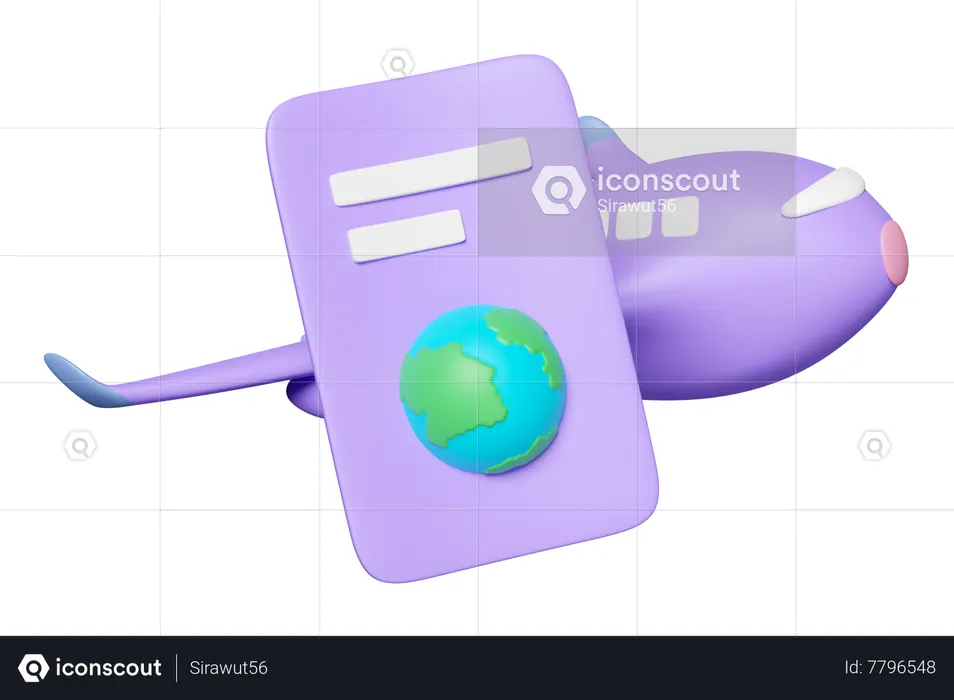 Passport And Airplane  3D Icon
