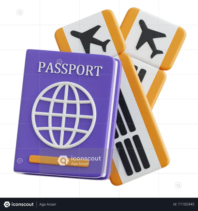 Passport and Ticket  3D Icon