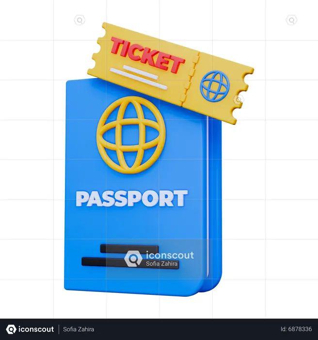 Passport and Ticket  3D Icon