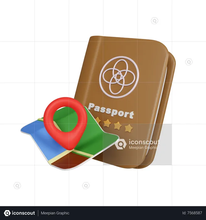 Passport With Map  3D Icon