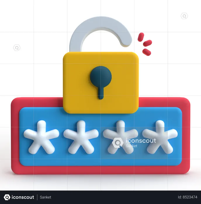 Password Unlock  3D Icon