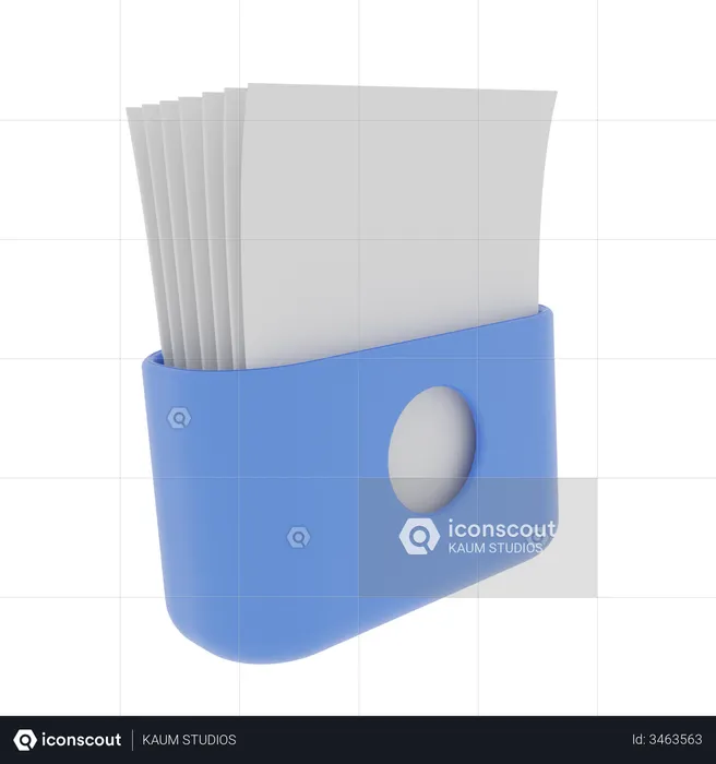 Pasta de arquivos em papel  3D Illustration
