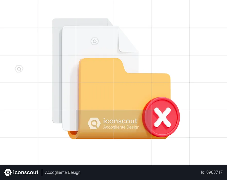 Pasta com documentos com falha  3D Icon
