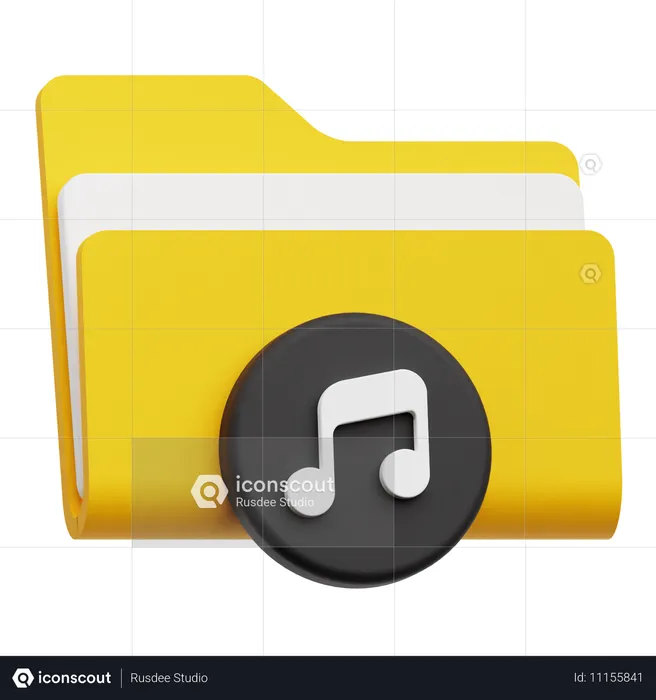 Pasta de música  3D Icon