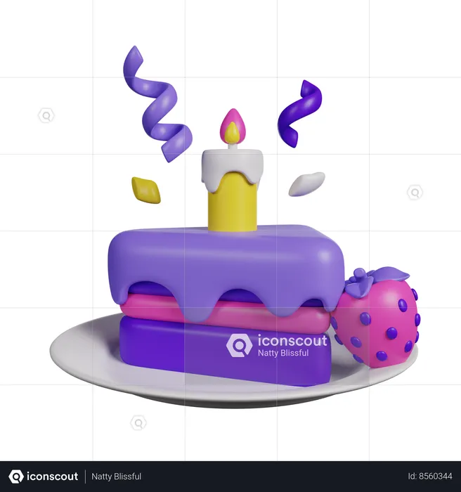 Pastel de cumpleaños  3D Icon