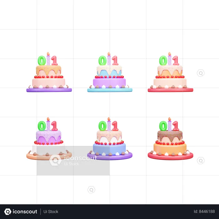 Pastel de cumpleaños  3D Icon