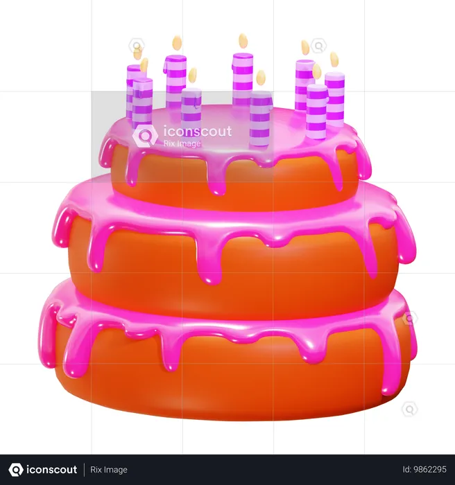 Pastel de cumpleaños  3D Icon