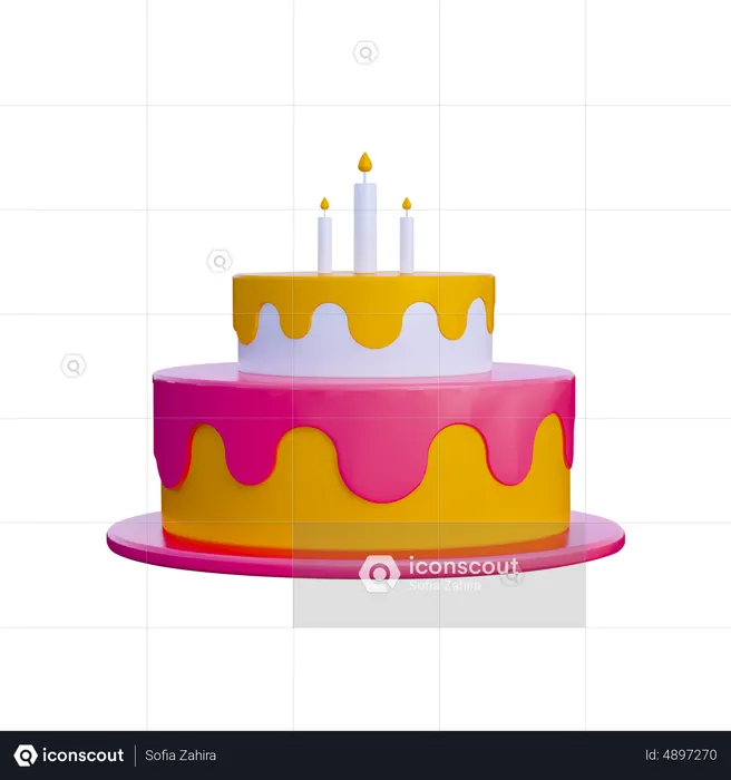 Pastel de cumpleaños  3D Icon