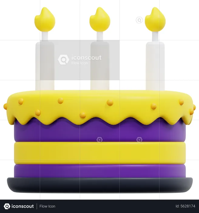 Pastel de cumpleaños  3D Icon