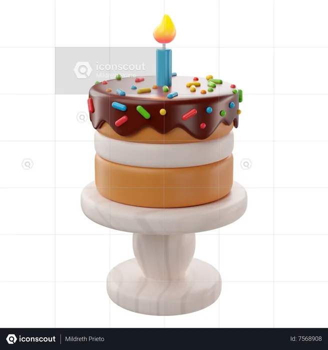 Pastel de cumpleaños  3D Icon