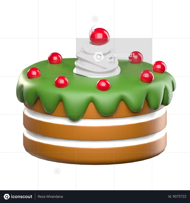 Pastel de té verde  3D Icon