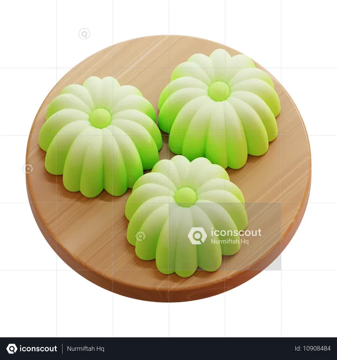 Pastel Putu Ayu Pandan  3D Icon