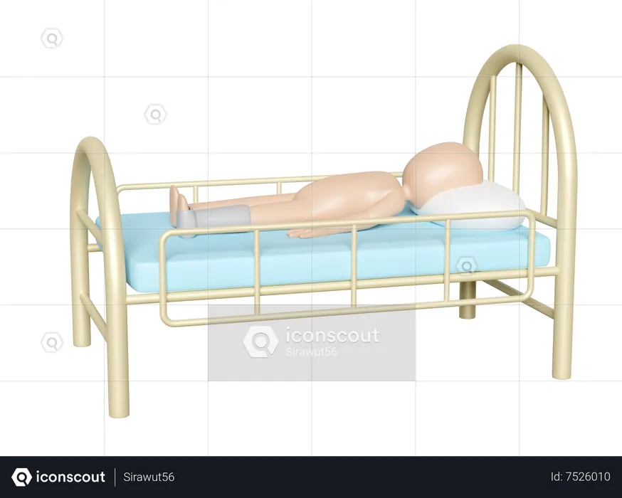 Patient Bed With Patient  3D Icon