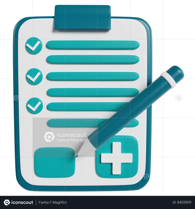 Patient Data Clipboard Icon  3D Icon