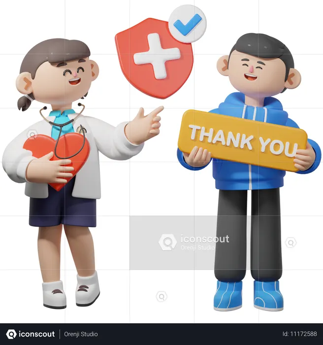 Patient Thanking Doctor for Service  3D Illustration