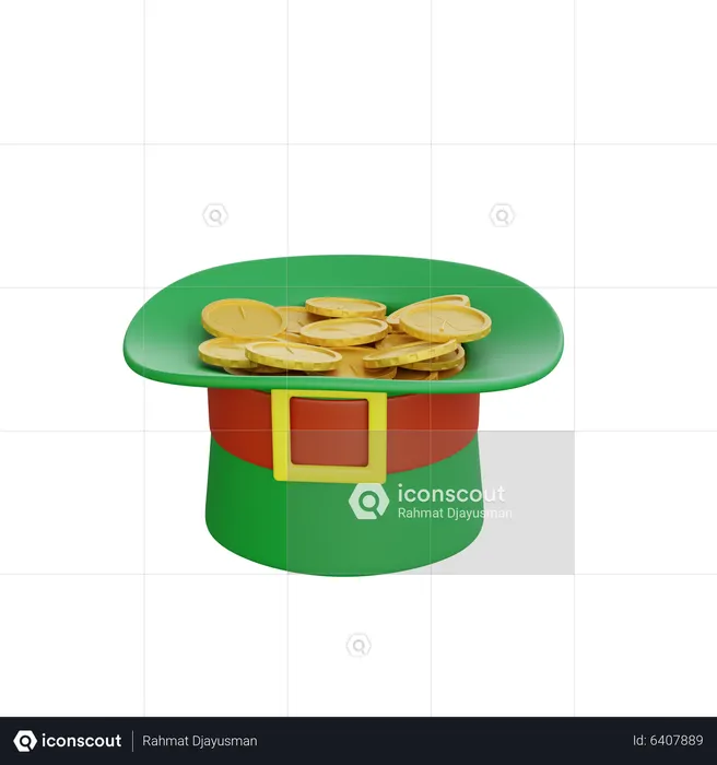 Patrick Day Hat With Coins  3D Icon