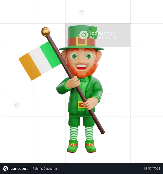 Patricks Day With Flag  3D Illustration