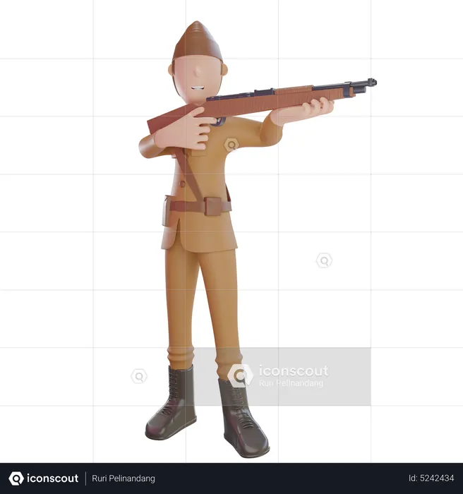 Patriot mit Maschinengewehr  3D Illustration