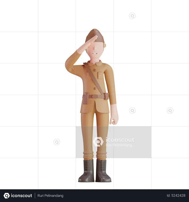 Patriot soldier give salute  3D Illustration