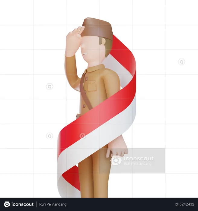 Patriot soldier give salute  3D Illustration