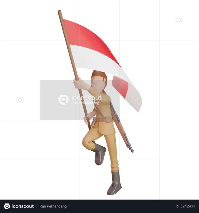 Patriot veteran waving country flag  3D Illustration