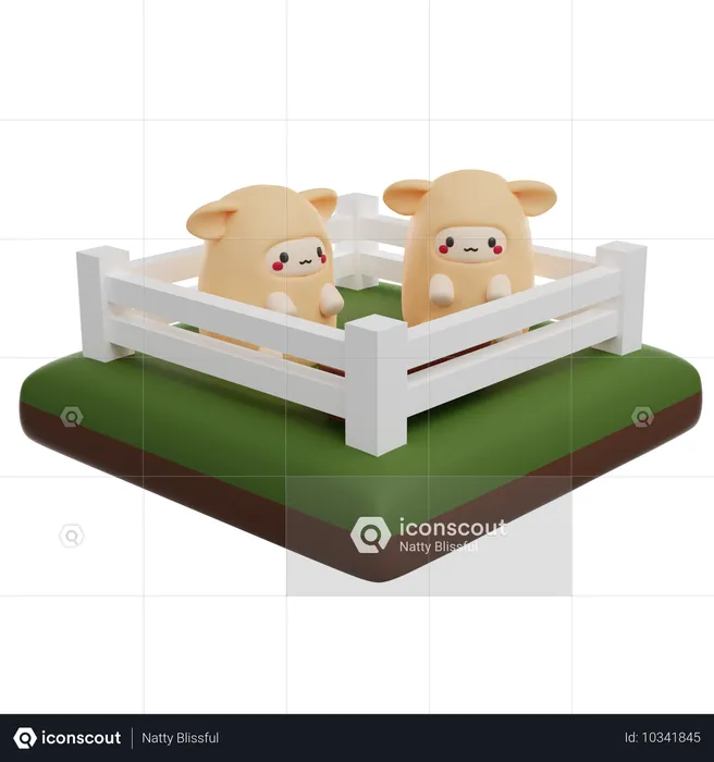 Moutons paissant  3D Icon