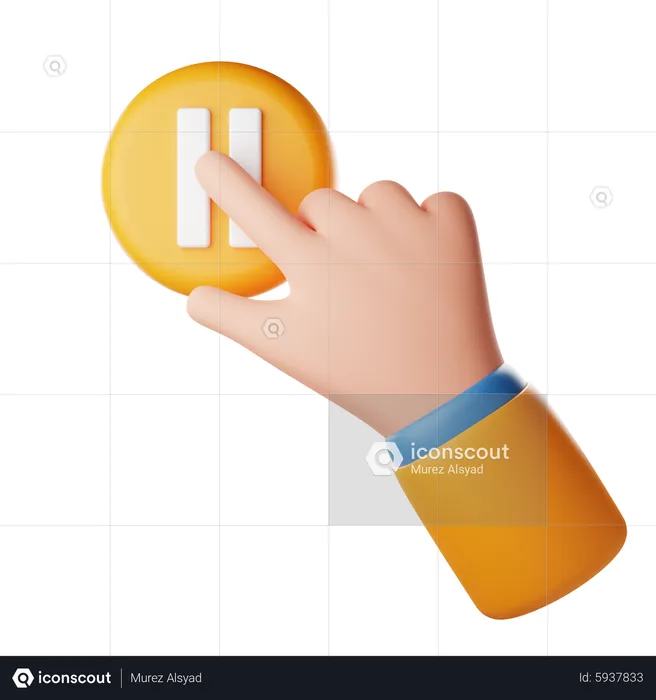 Pause Touch Hand Gesture  3D Icon