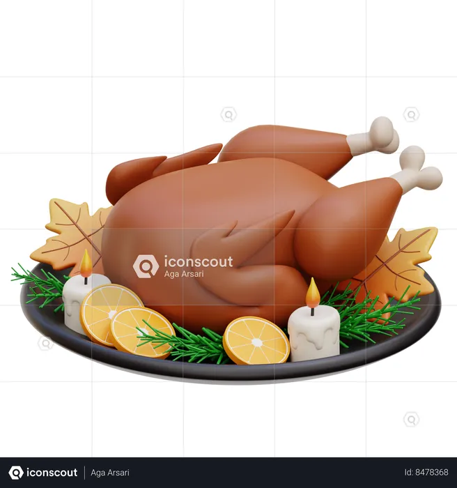 Pavo asado  3D Icon