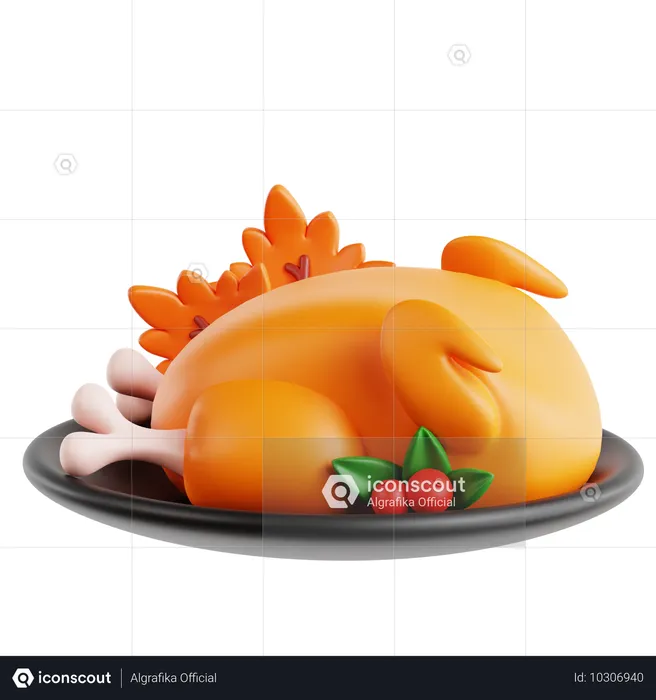 Pavo asado  3D Icon