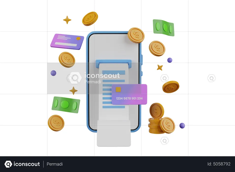 Pay bills via card payment  3D Illustration