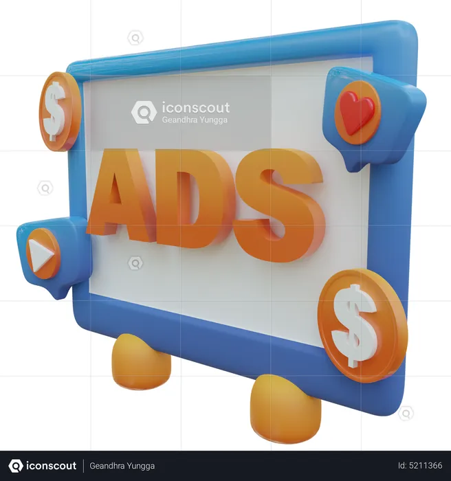 Pay Media Ads  3D Icon