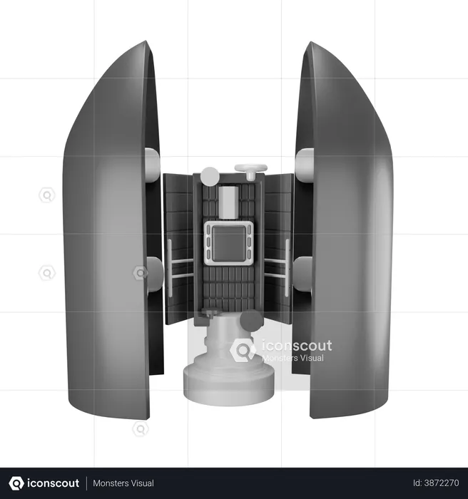 Payload fairing with communication satellite  3D Illustration