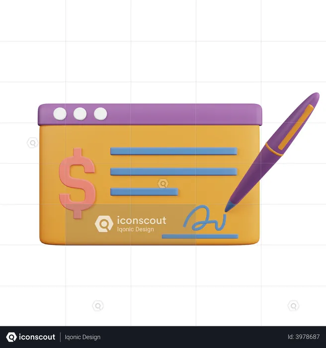 Payment Cheque  3D Illustration