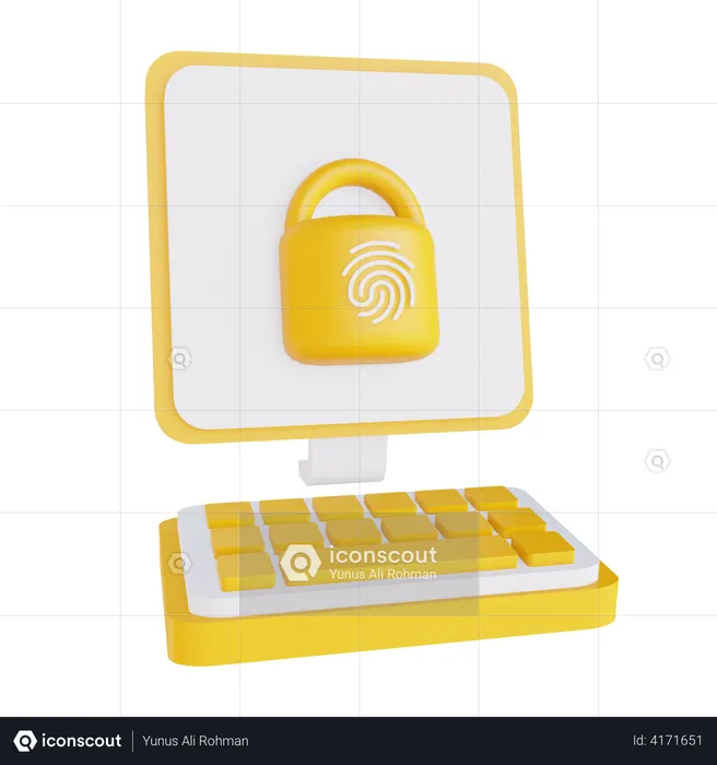 Pc Fingerprint Lock  3D Illustration