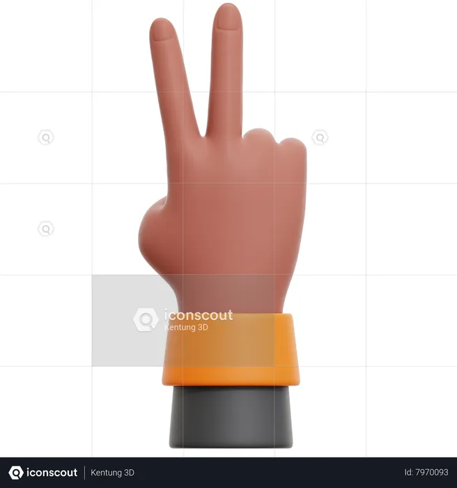 Peace Hand Gesture Emoji 3D Icon
