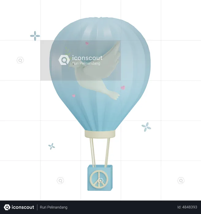 Peace Hot Air Balloon  3D Icon
