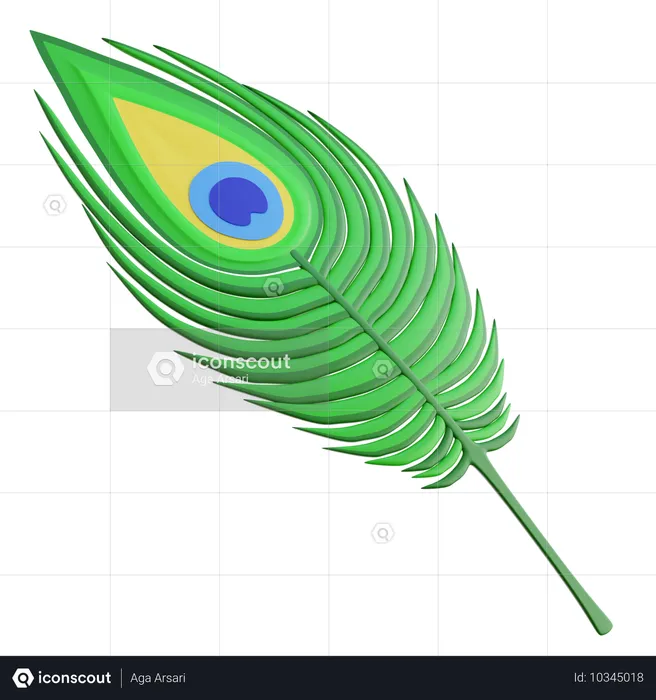 공작 깃털  3D Icon