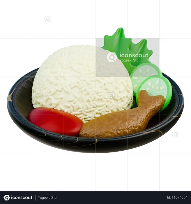 Pecel lele comida tradicional indonésia  3D Icon