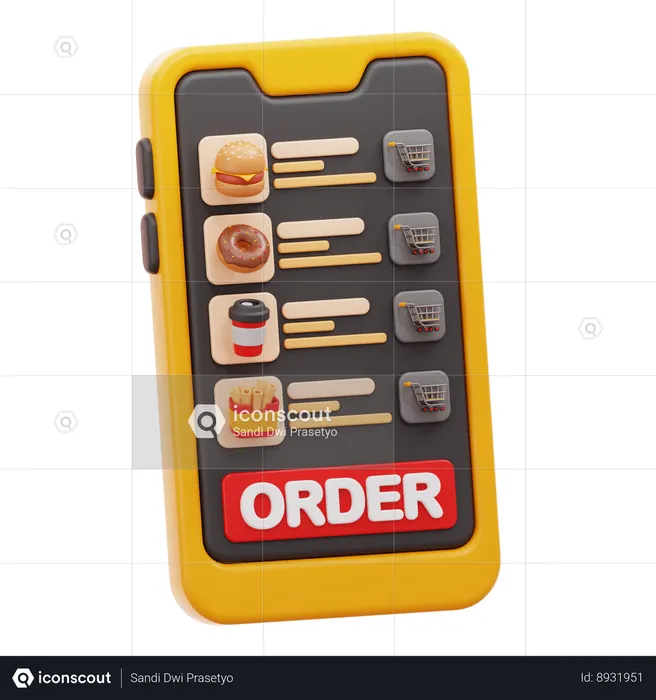 Pedido de comida en línea  3D Icon