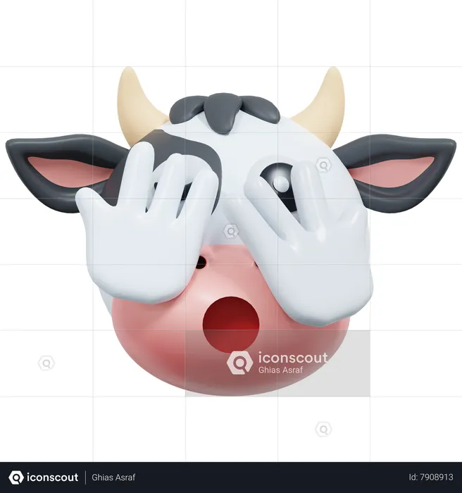 Peeking Eye Cow Emoji 3D Icon